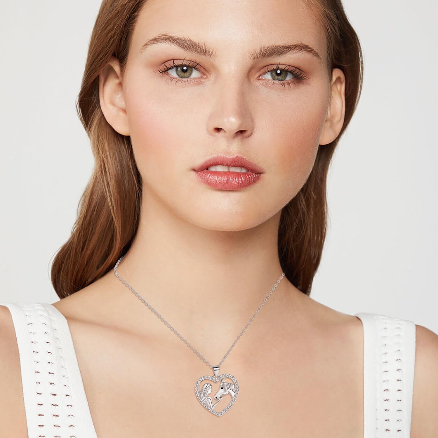 Detalle de Hifeeled Collier pour Femme en Argent Sterling 925 – Pendentif cheval, cadeau original