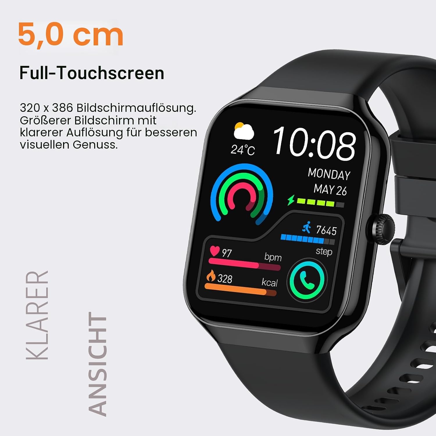 Thumbnail 4 de Jugeman Smartwatch 1,96" HD Fitnessuhr mit Herzfrequenz- und Schlafmonitor