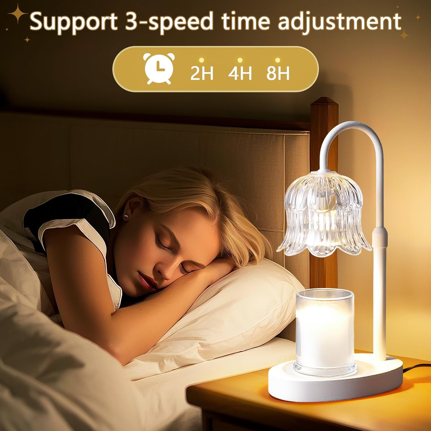 Thumbnail 4 de CRMILL CXRLD-001 Candle Warmer Lamp, Adjustable Height, Timer, White Metal