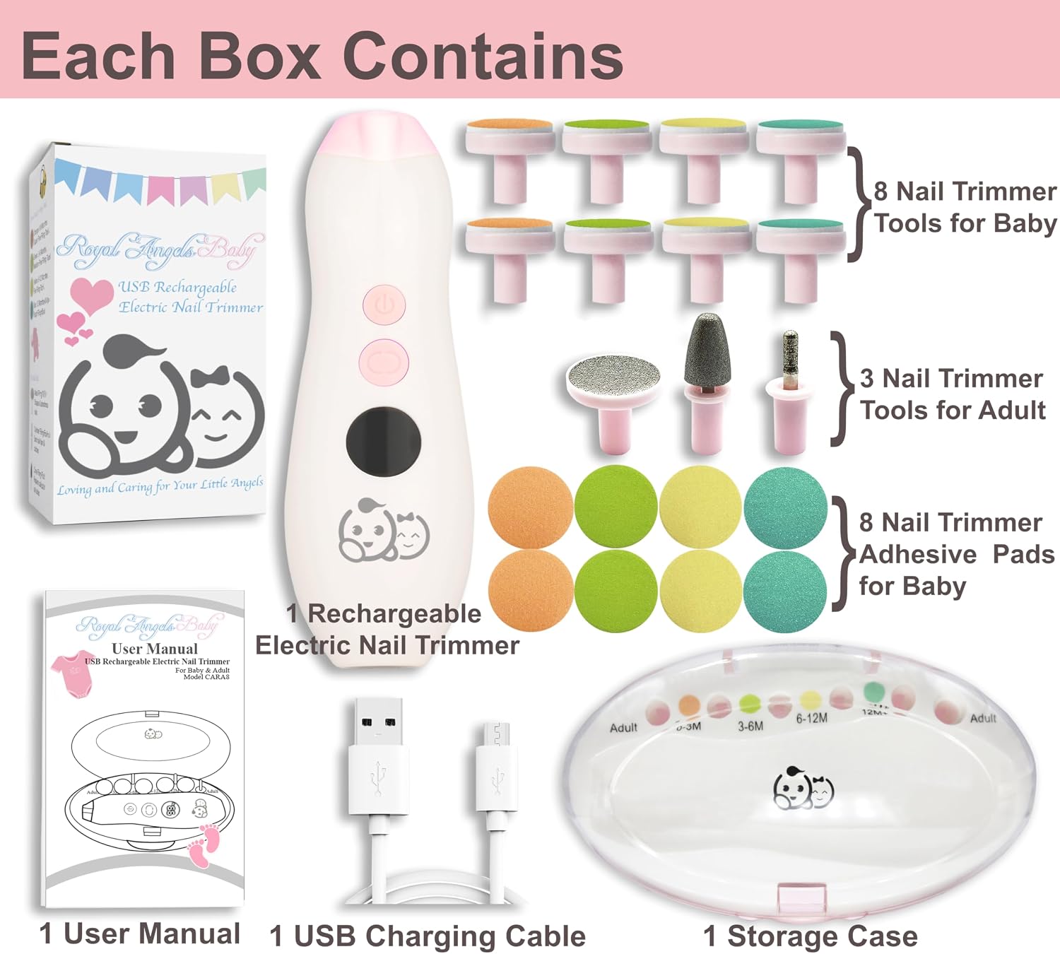 Thumbnail 5 de Royal Angels Rechargeable 22 in 1 Baby Nail Trimmer with LCD Display and Case