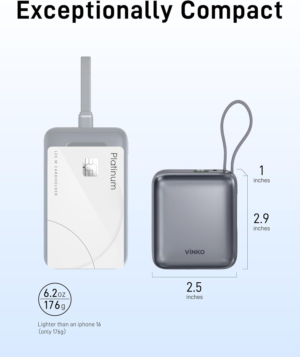 Detalle 2 de VINKO 10000mAh power bank with 22.5W USB-C