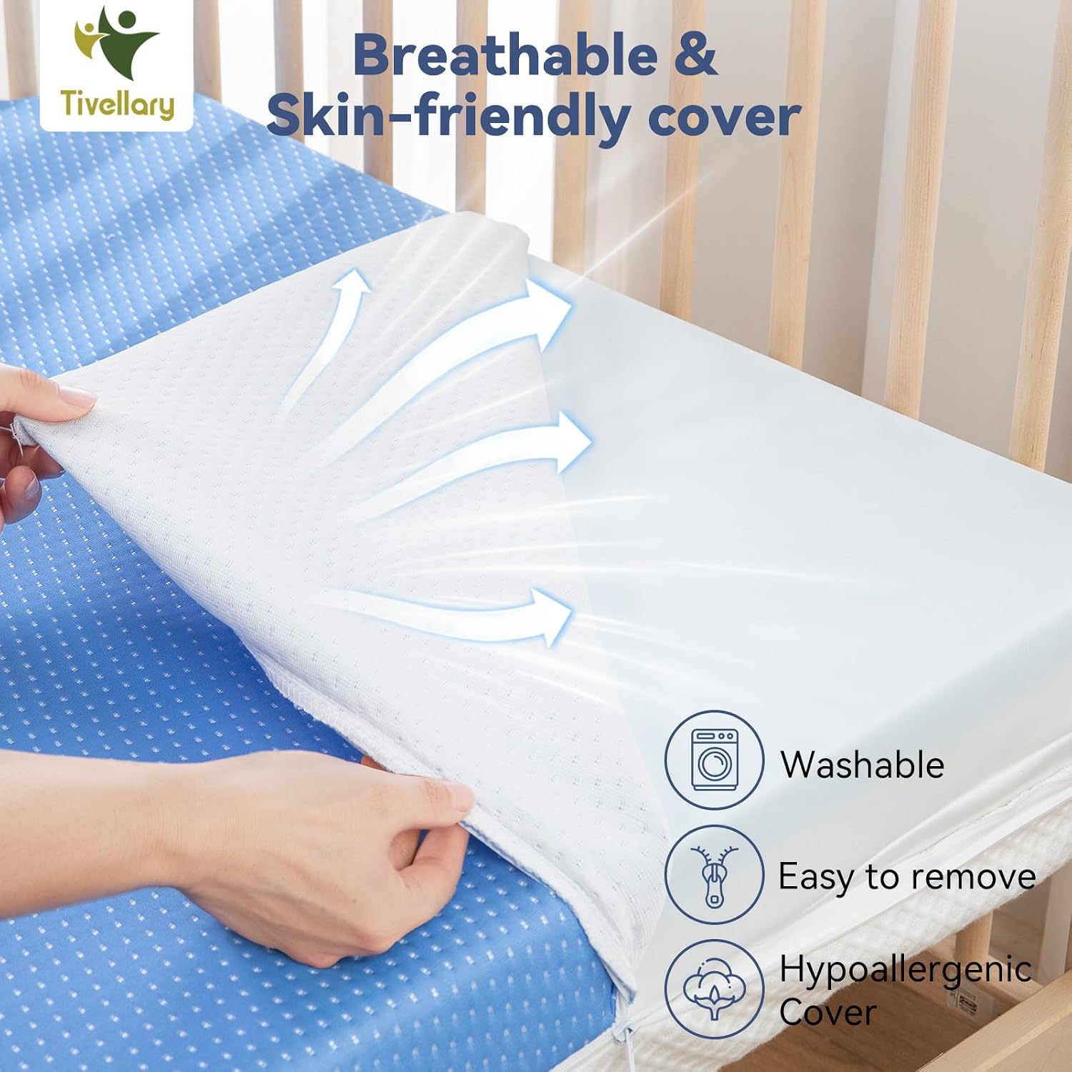 Detalle 1 de Tivellary Memory Foam Crib Mattress
