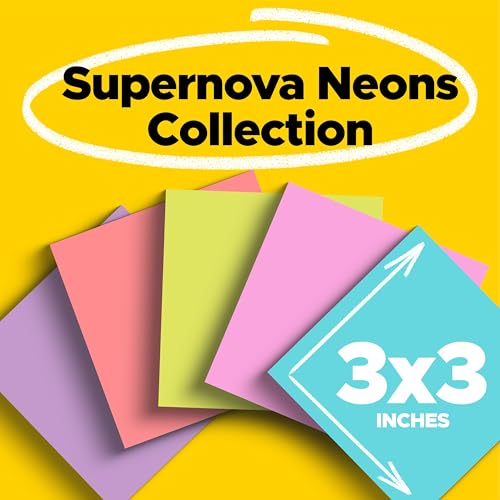 Detalle de Post-it Super Sticky Notes 3 x 3 in, Supernova Neons (24 Pads)