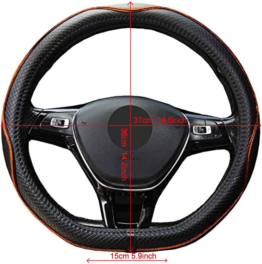 Thumbnail 4 de Istn Microfiber Leather D-Shape Car Steering Wheel Cover (Universal, 38cm) – Anti-slip, breathable protection