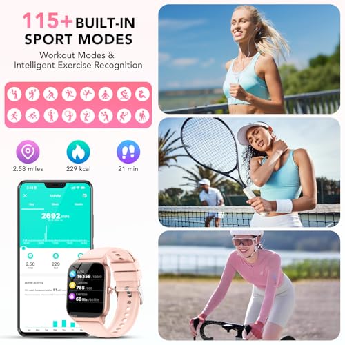 Detalle 2 de Reloj Inteligente CASCHO para Mujer y Hombre, 1.85" HD, Llamadas y Asistente de Voz IA, 115+ Modos Deportivos, IP68 Rosa