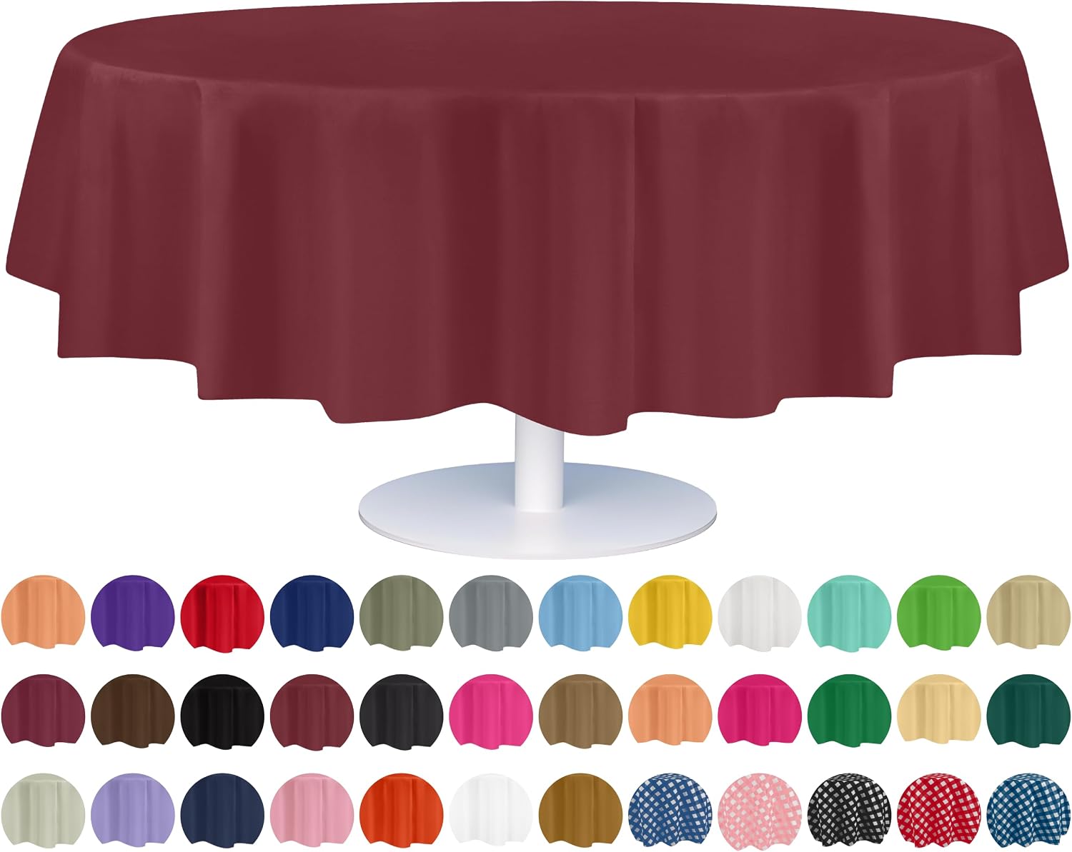 Detalle de Grandipity High-Quality Plastic Tablecloth, 54 in x 108 in, Burgundy (Rectangular), Pack of 6 or 12