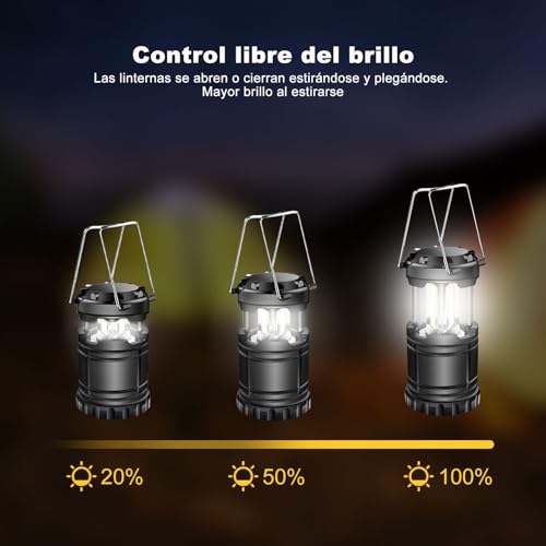 Thumbnail 2 de ILEEDear paquete de 2 linternas LED plegables para camping y emergencias (negro)