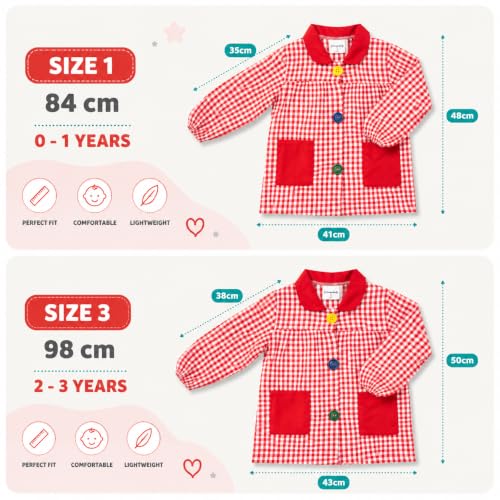 Thumbnail 4 de HOMYBABY Babi escolar infantil con botones y bolsillos (Red, Size 3) – unisex para guardería y colegio