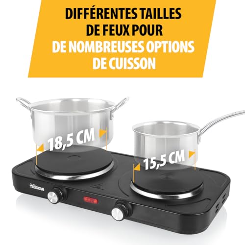 Detalle de Tristar Plaque de cuisson électrique double – 2 foyers 15,5 et 18,5 cm – 2 500 W – Pour kitchenette et logement étudiant