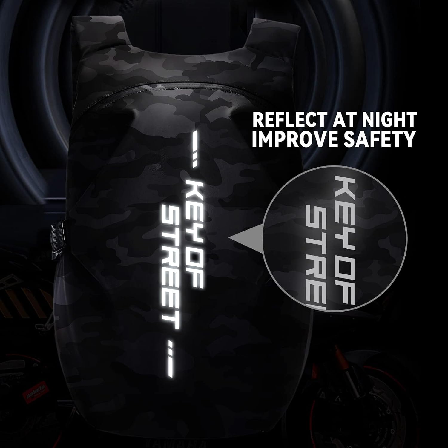 Detalle de HYC00 Motorcycle Backpacks: Waterproof Helmet Backpack for Commutes and Adventures