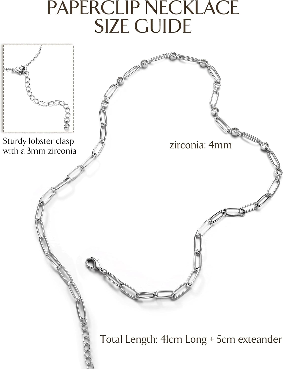 Detalle 2 de BodyBonita Paperclip Collar Chain Trendy 16 Inch