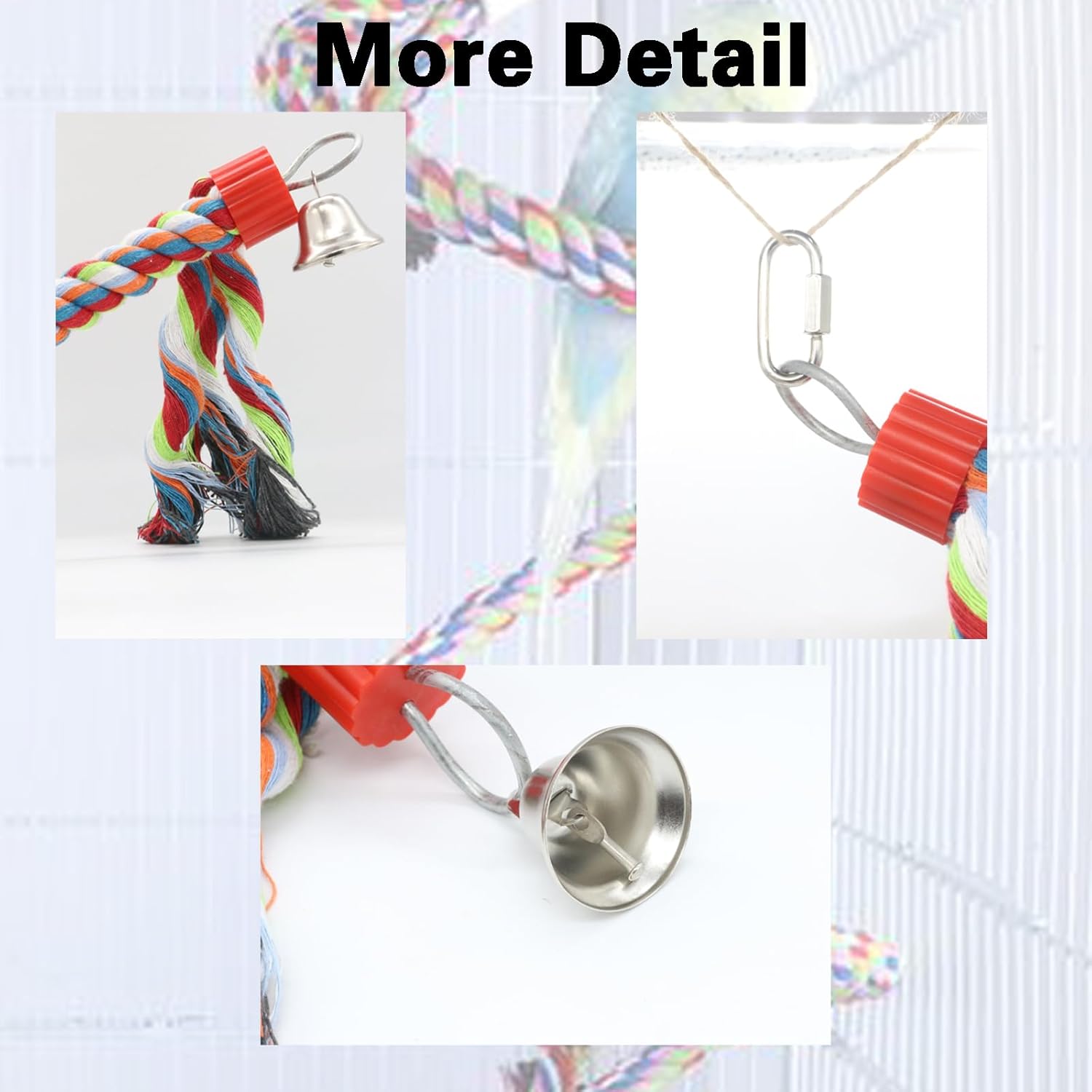 Detalle de JVHLOV 160cm Bird Standing Climbing Toy with Parrot Spiral Rope Swing