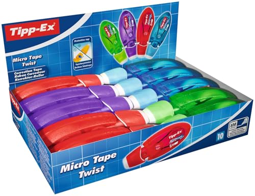 Detalle de Tipp-Ex Micro Tape Twist Cintas Correctoras 8 m x 5 mm - Colores Surtidos (Caja 10 unid.) de BIC