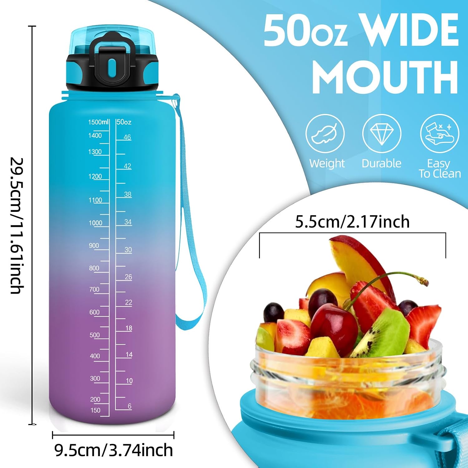 Detalle 2 de HoneyHolly Botella Agua 1L libre de BPA