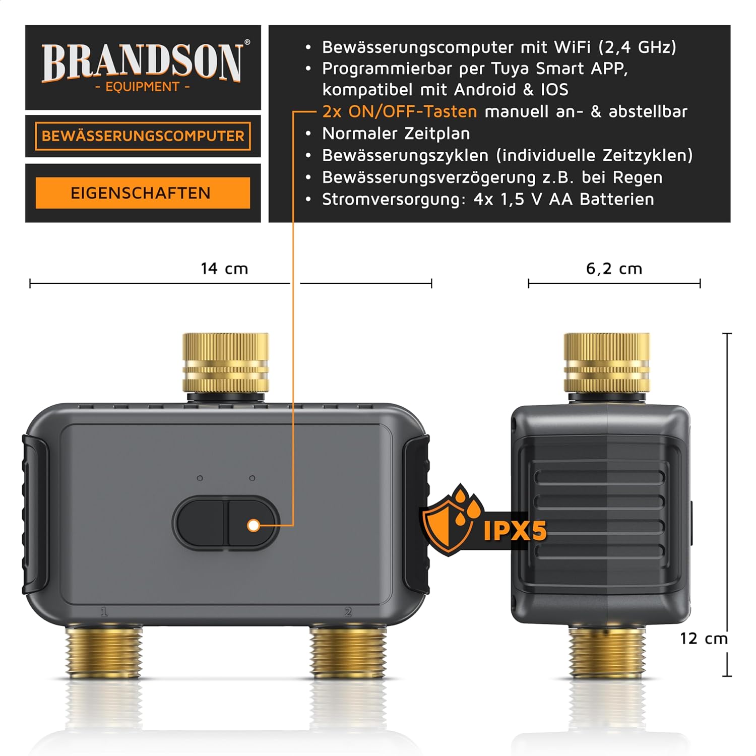 Thumbnail 1 de Brandson Bewässerungscomputer Smart WLAN 2 Zonen