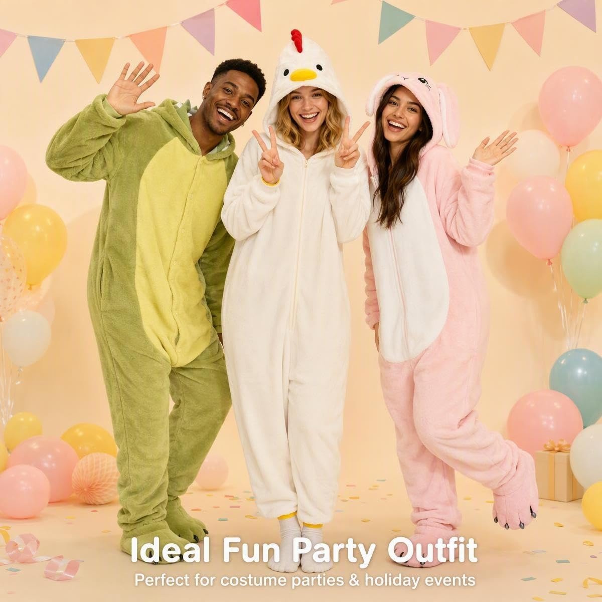 Detalle 2 de COSUSKET Snug Fit Chicken Onesie Pajamas, Flannel, Zip-Up with Side Pockets