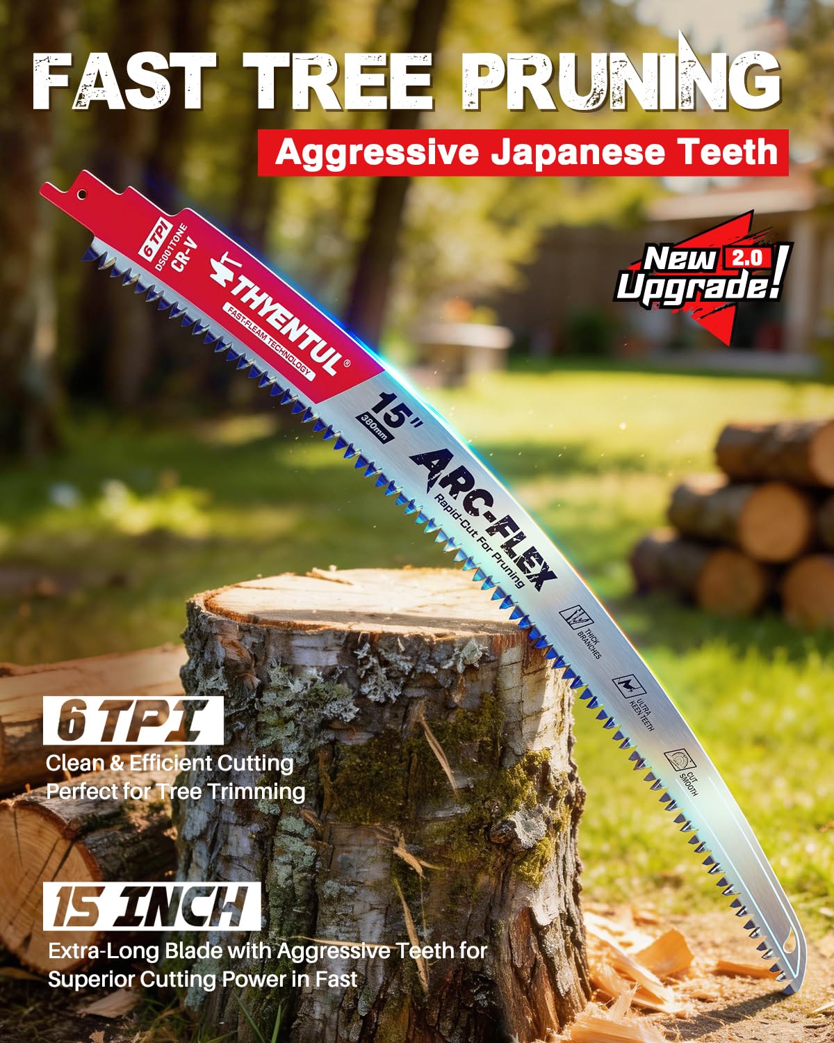 Detalle 2 de THYENTUL Z1 15-Inch Japanese-Tooth Reciprocating Saw Blades, 6 TPI, 5-Pack