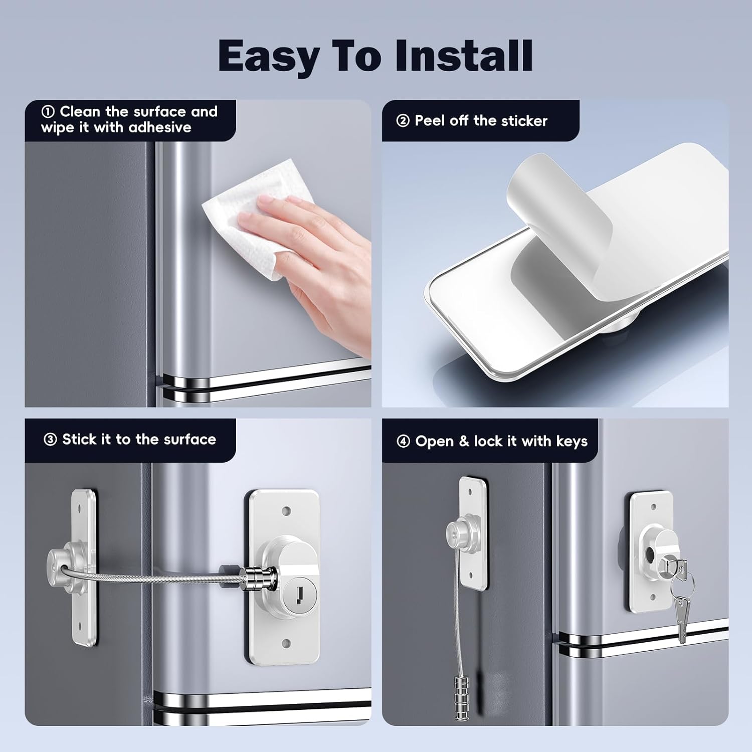 Thumbnail 2 de Wilbeva 2 Pack Refrigerator Locks for Kids