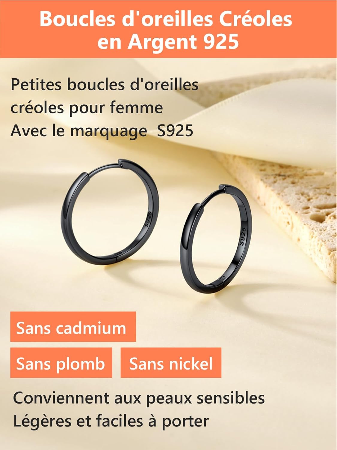 Thumbnail 2 de Silvora Petit Créole en Argent 925 massif – Boucles d’oreilles huggie 6–20 mm