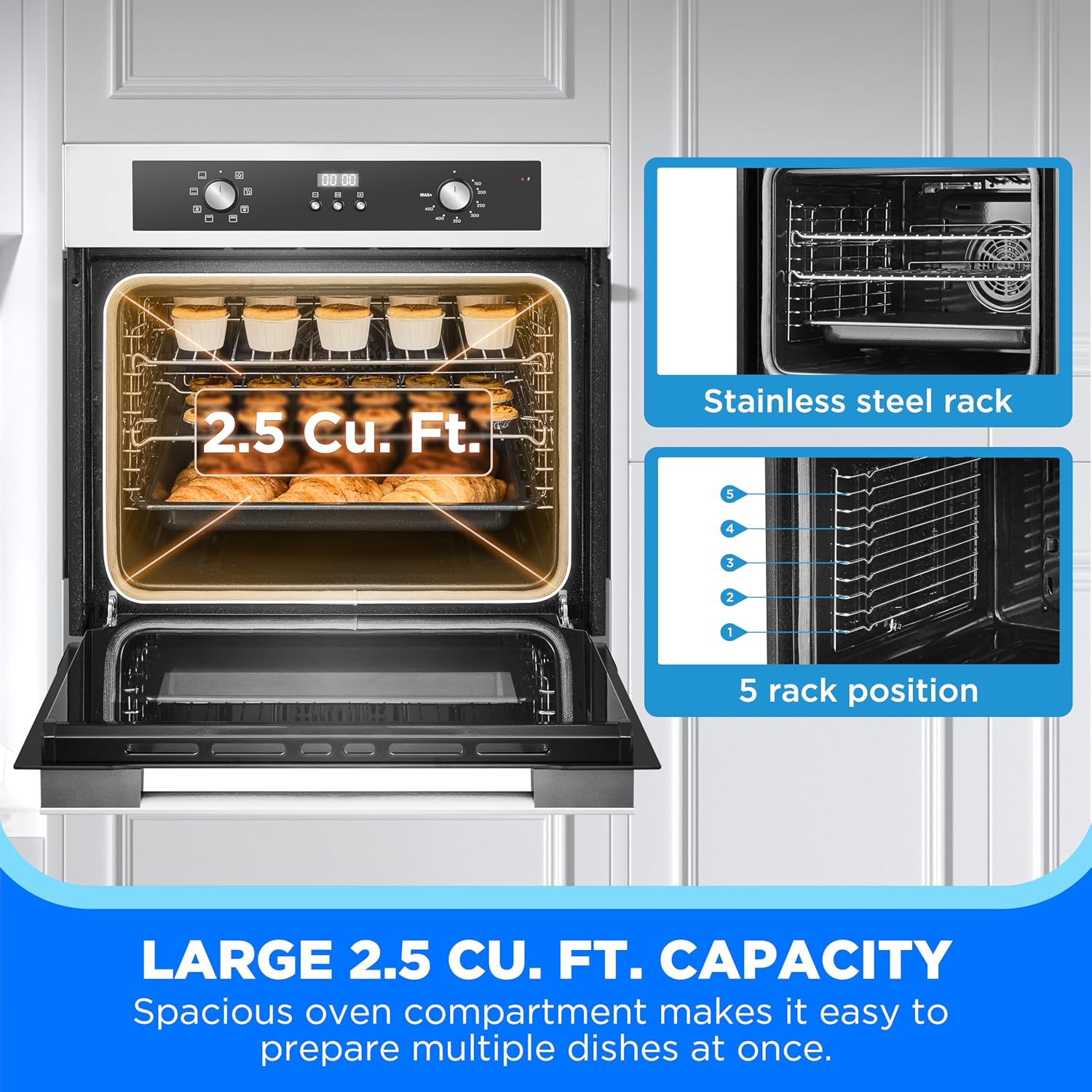 Thumbnail 6 de Midea MEW24S2AST 24-Inch Built-In Wall Oven, 2.5 Cu. Ft., Convection