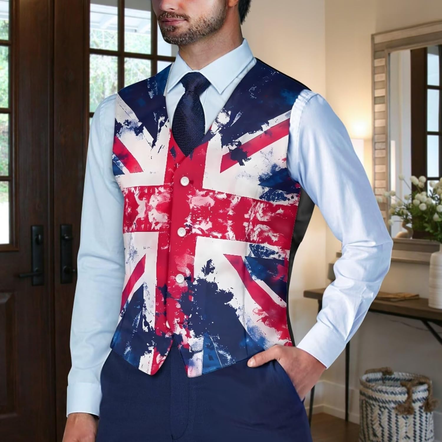Thumbnail 2 de POLERO Men’s Suit Vest: Formal Waistcoat in Lightweight Polyester with Adjustable Back Belt
