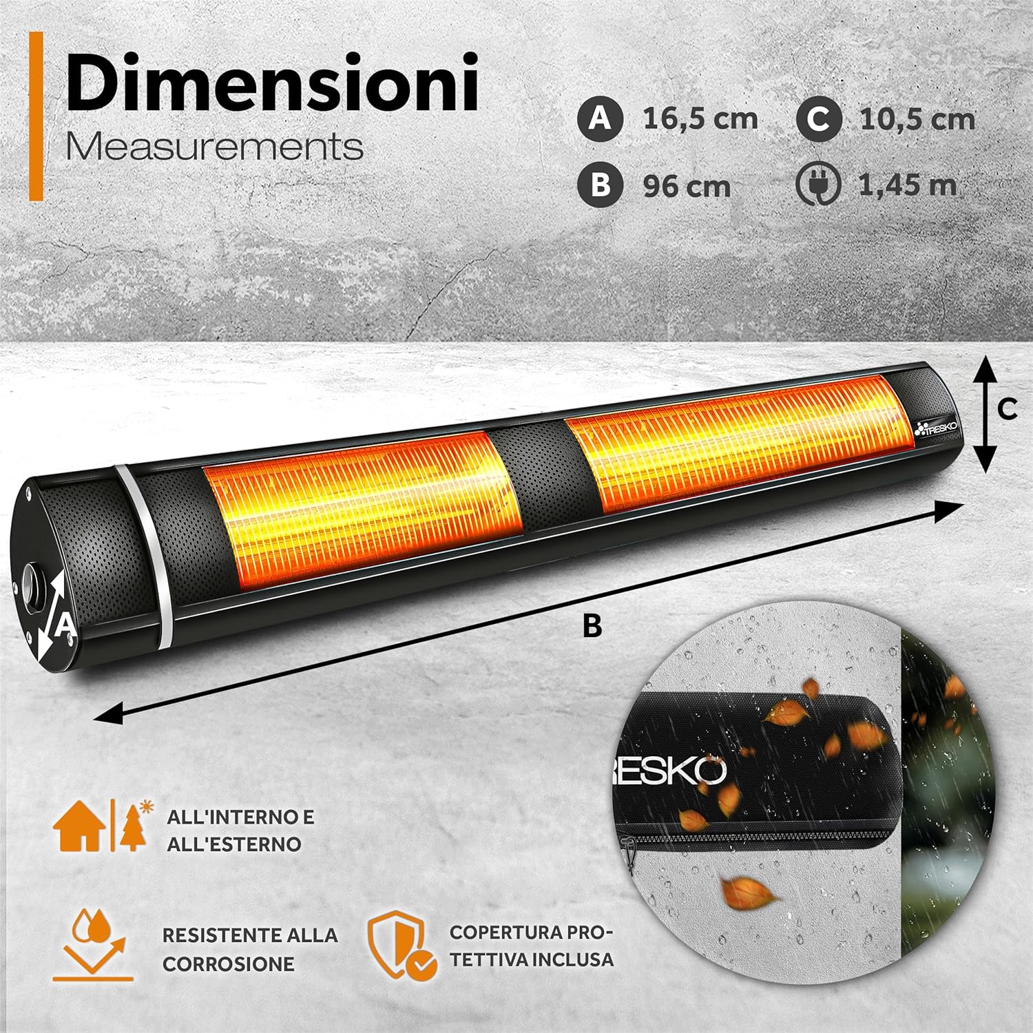 Thumbnail 4 de TRESKO Stufa a Infrarossi 3000W per esterni e interni 📡