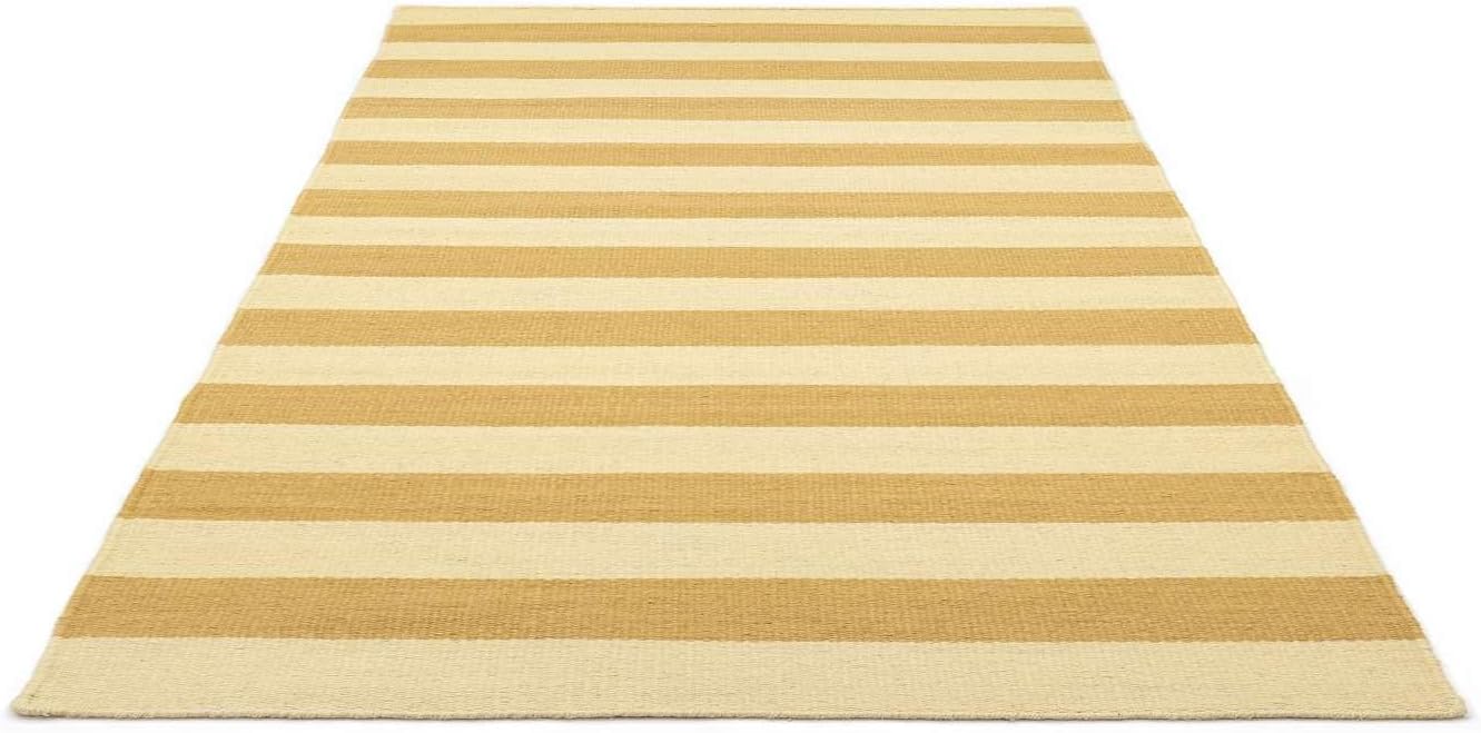 Detalle de RugVista 120732 Classic Stripe tapijt 140 x 200 cm, geel/lichtgeel