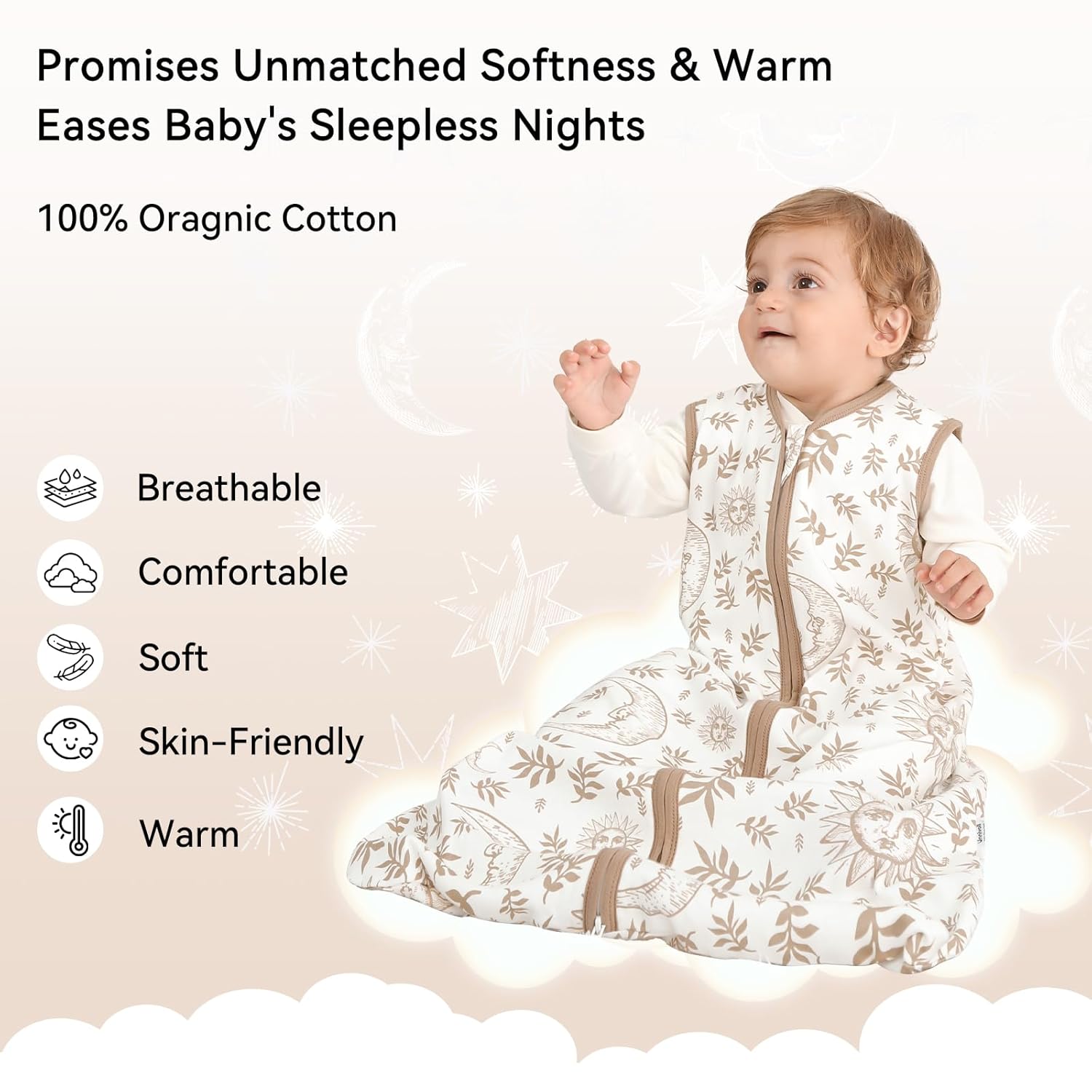 Thumbnail 1 de Unnivoll 3er Pack Schlafsack Baby Sommer 0.5 Tog, 100% Baumwolle – sicherer und atmungsaktiver Sommer-Schlafsack für Babys 6–12 Monate