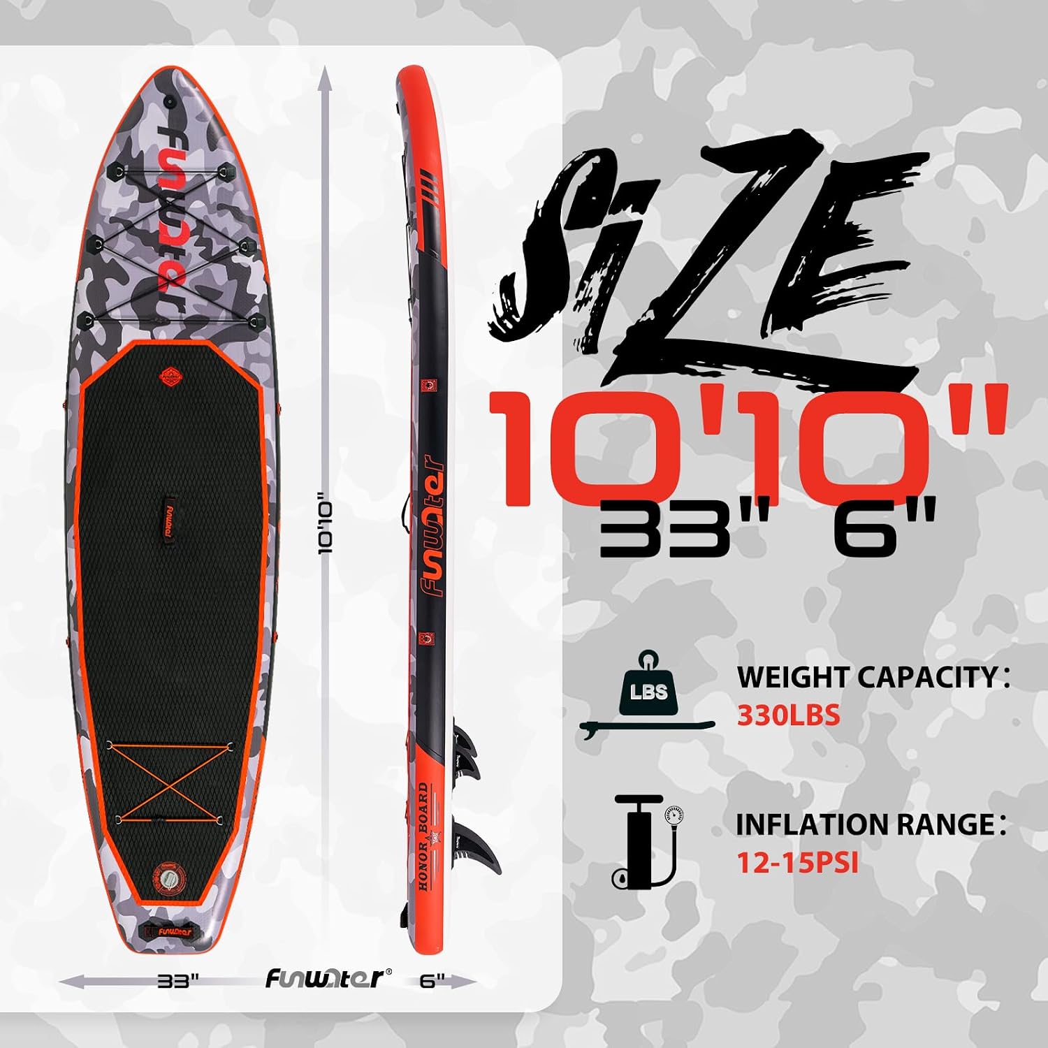 Detalle de FunWater Sup Gonfiabile Portatile: tavola da surf SUP completa di accessori, ideale per adulti e ragazzi