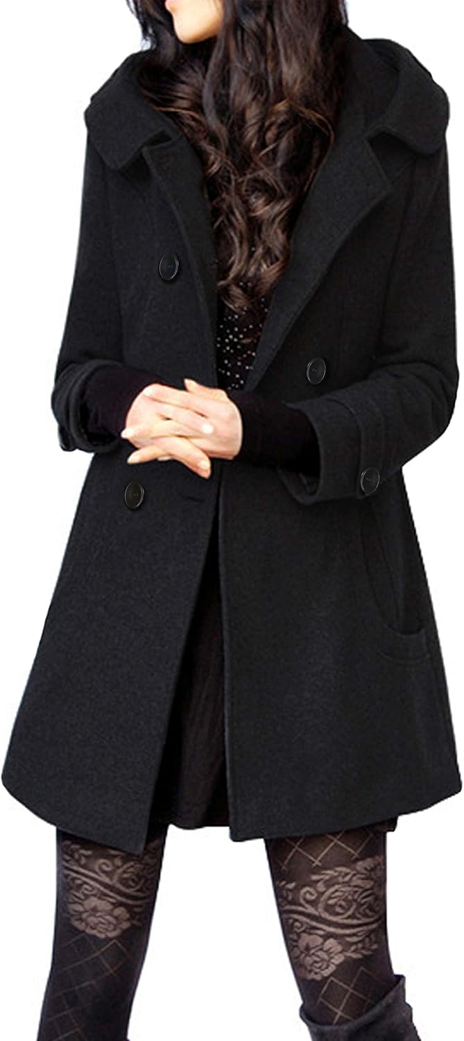Detalle de Tanming Wool Pea Coat Hooded, Double Breasted