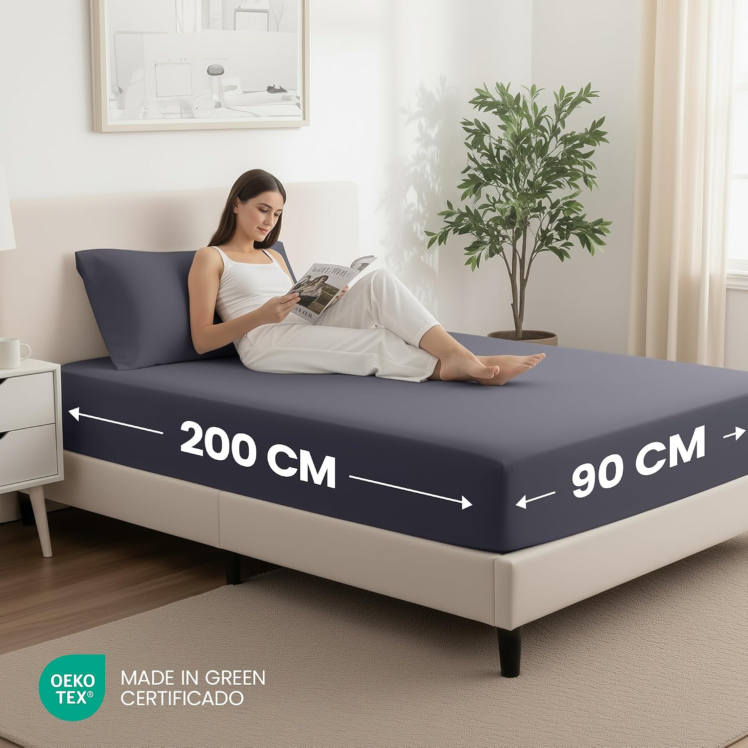 Detalle 2 de Utopia Bedding Sabana bajera 90x200 Gris