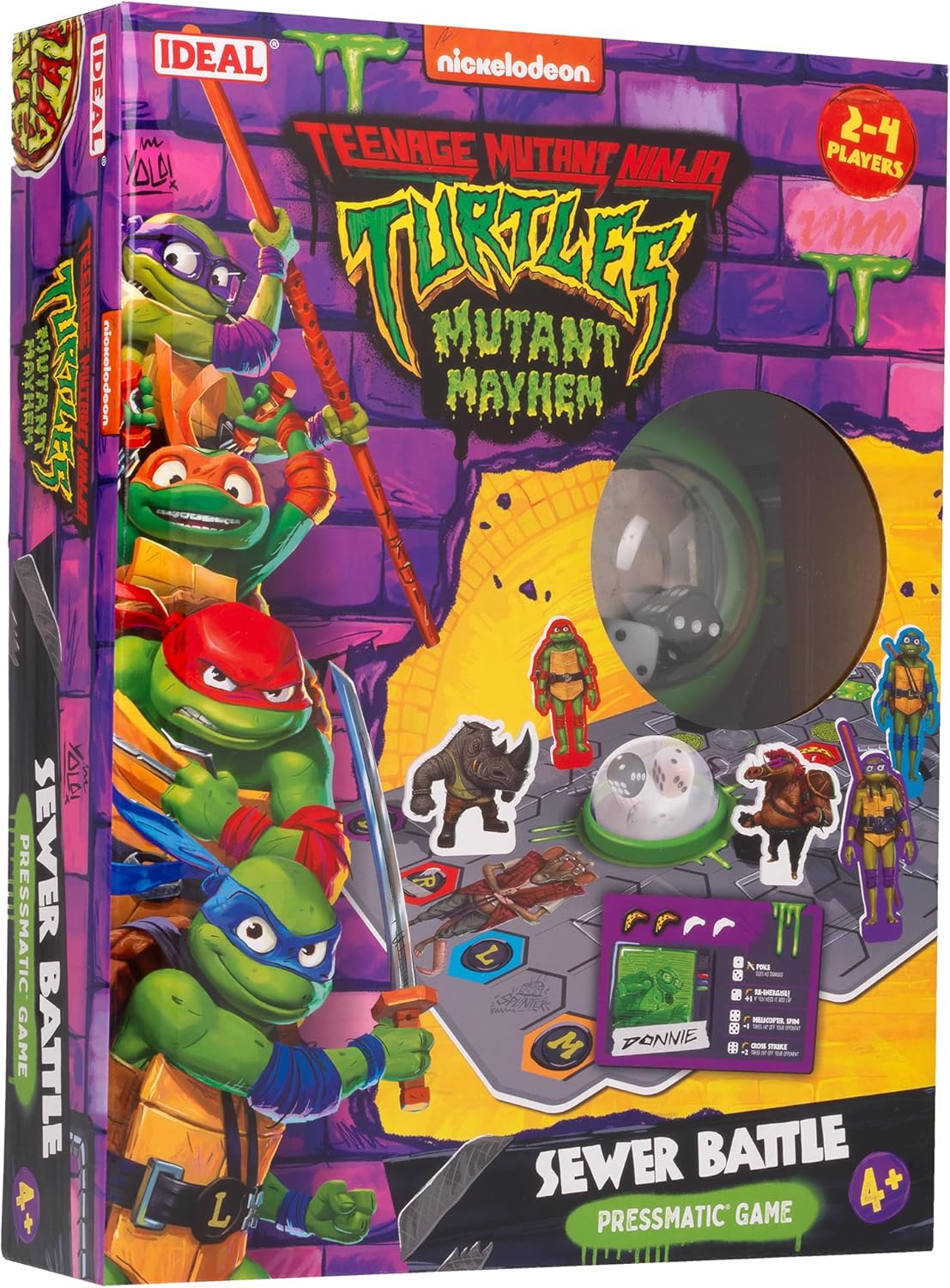 Detalle de Ideal | Teenage Mutant Ninja Turtles: Sewer Battle Pressmatic Game – Family Fun for 2–7 Players
