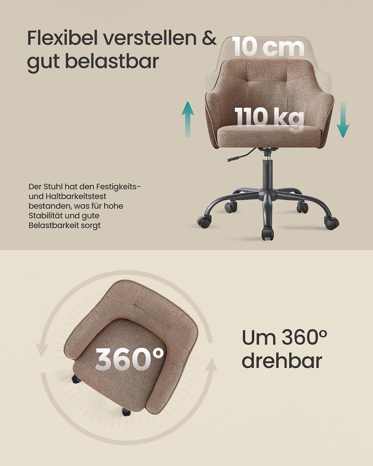 Thumbnail 6 de SONGMICS Homeoffice-Drehstuhl bis 110 kg