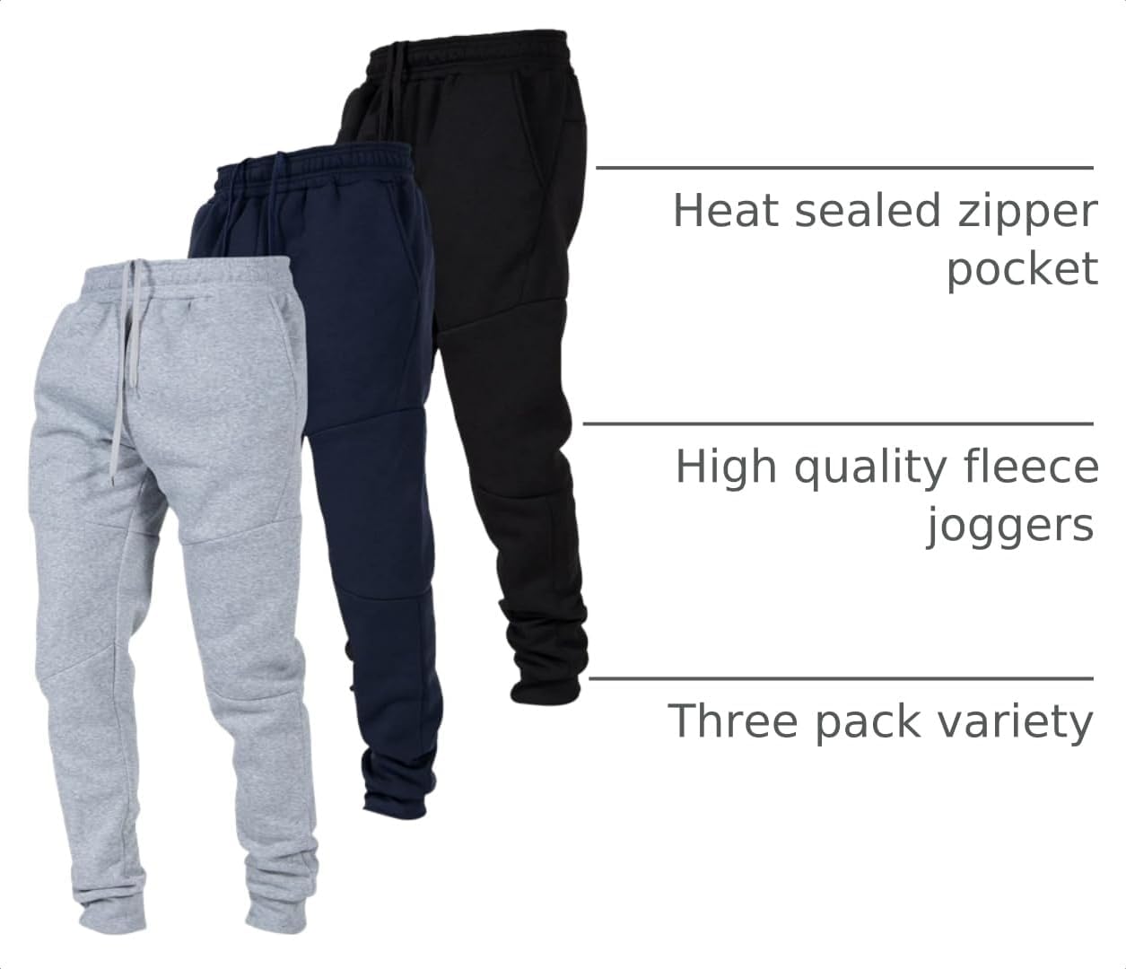 Thumbnail 3 de Ultra Performance 3 Pack Fleece Active Tech Joggers for Men