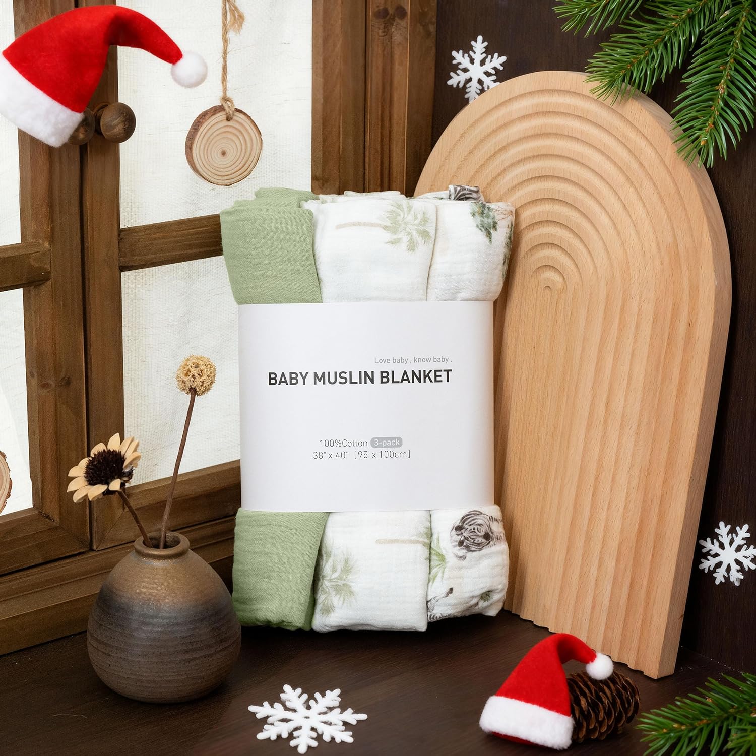 Thumbnail 3 de Soarwg Kids Muslin Swaddle Blankets – Safari Whisper Print (3 Pack) 95x100cm