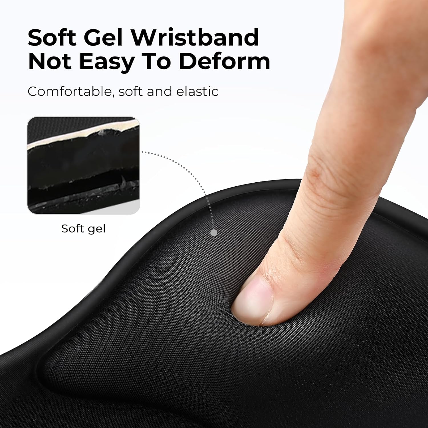Thumbnail 1 de EooCoo Gel Mouse Mat with Wrist Support (Ergonomic Gel Wrist Rest) – Black