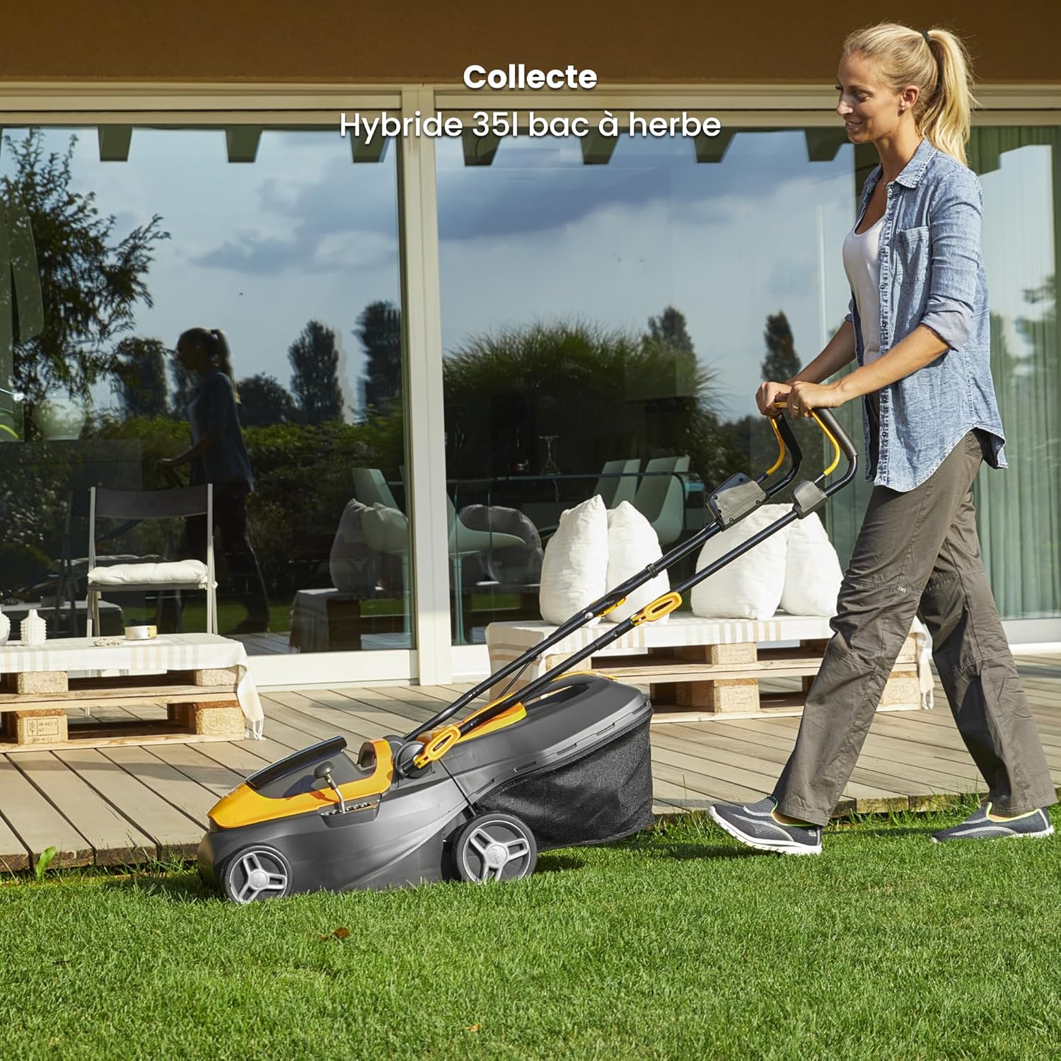 Detalle de STIGA Collector 136e Kit 20 V (2×2 Ah) – tondeuse à batterie 34 cm, bac hybride 35 L