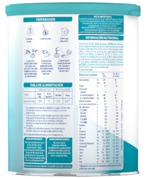 Detalle 2 de Nestlé Nan Optipro 3 Leche Crecimiento 3x800 g: nutrición equilibrada para niños a partir de 12 meses