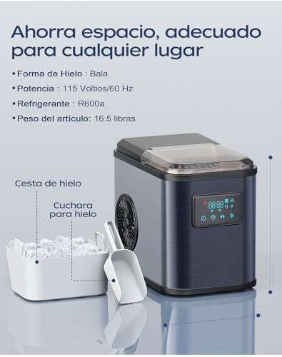 Thumbnail 4 de KeeGone Máquina de Cubitos de Hielo en Acero Inoxidable con Pantalla LED, 2 Tamaños y Limpieza Automática