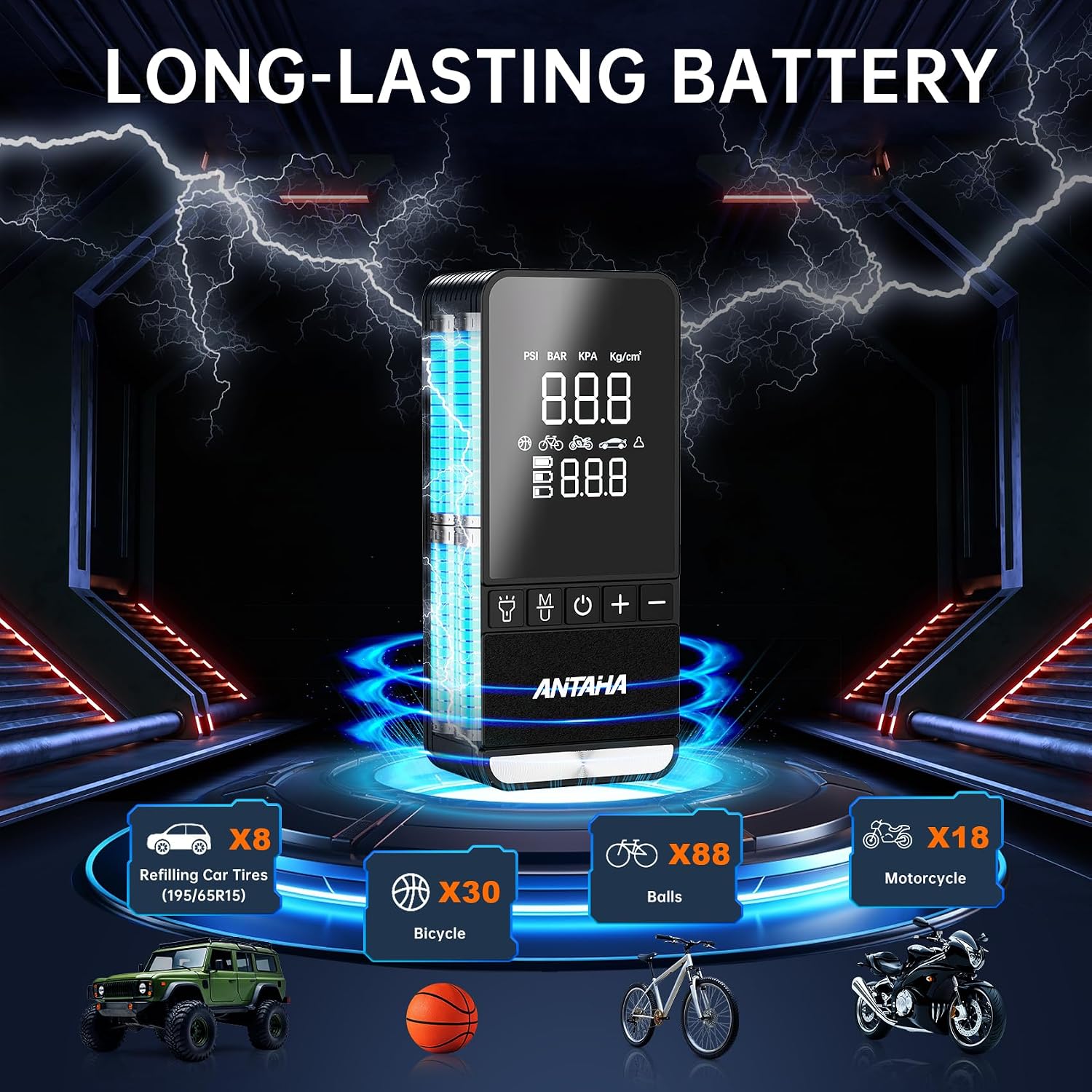 Thumbnail 1 de Antaha Tire Inflator Portable Air Compressor: 150 PSI Cordless Smart Pump for Car Tires