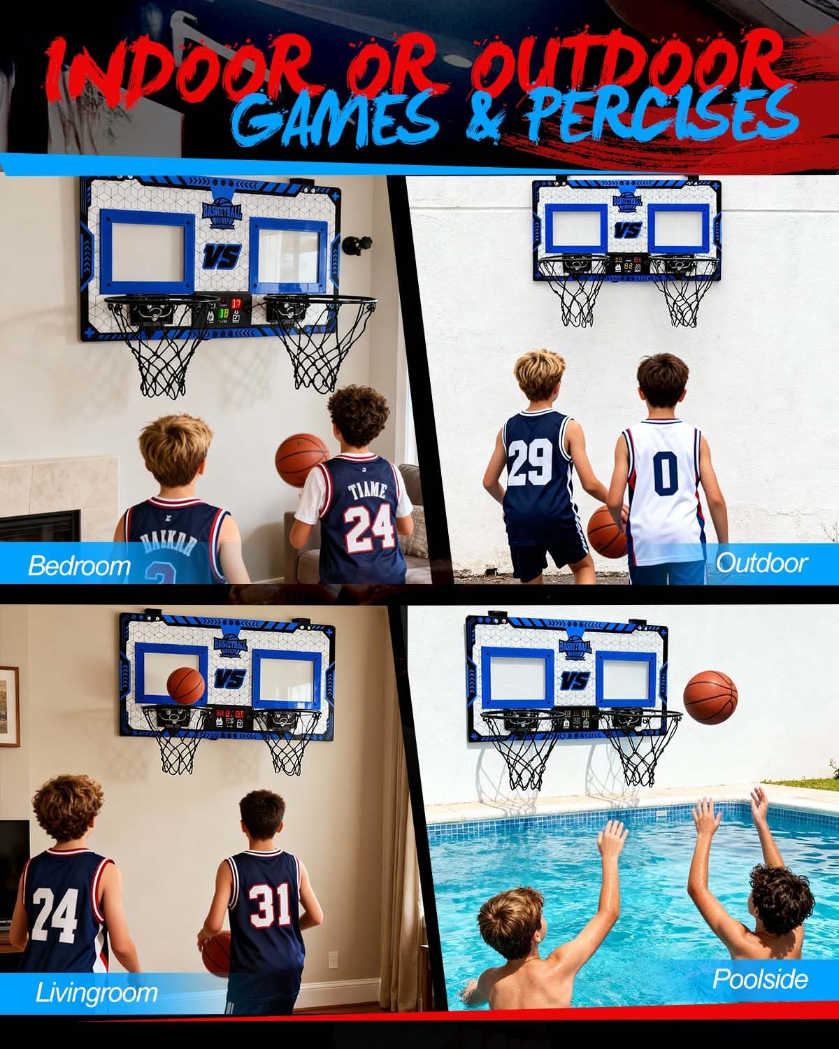 Thumbnail 6 de Adjustable Kids Basketball Hoop & Dart Board Set (43–75 inches) – Indoor/Outdoor Play for Toddlers to Teens