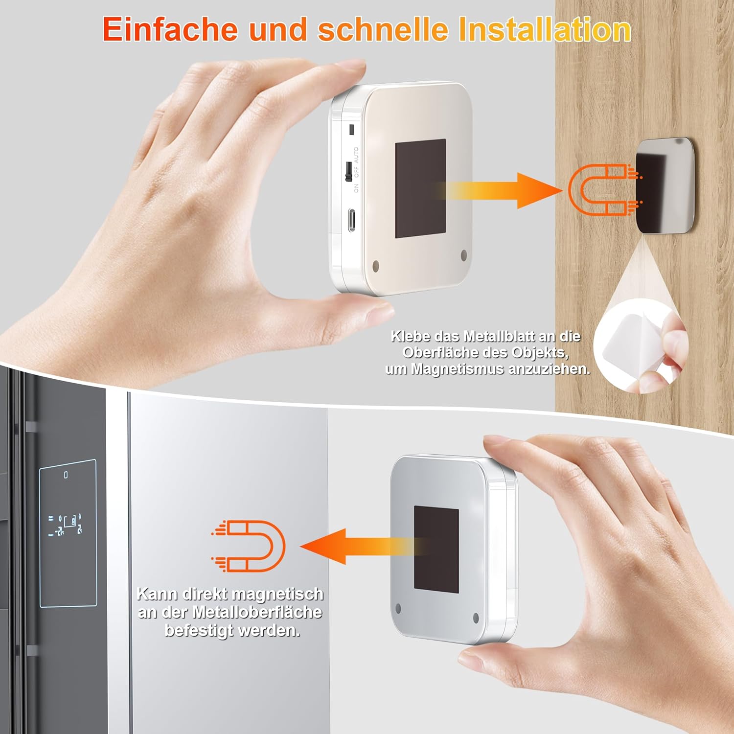 Thumbnail 6 de daphomeu 2 Stück Unterbauleuchten mit Bewegungsmelder – kabellose Nachtlichter mit 3 Lichtfarben und Dimmfunktion