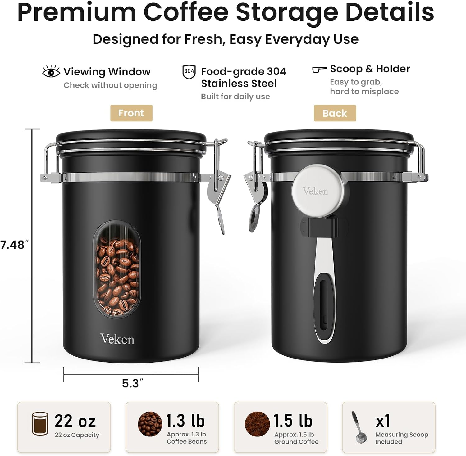 Thumbnail 1 de Veken Coffee Canister with Window