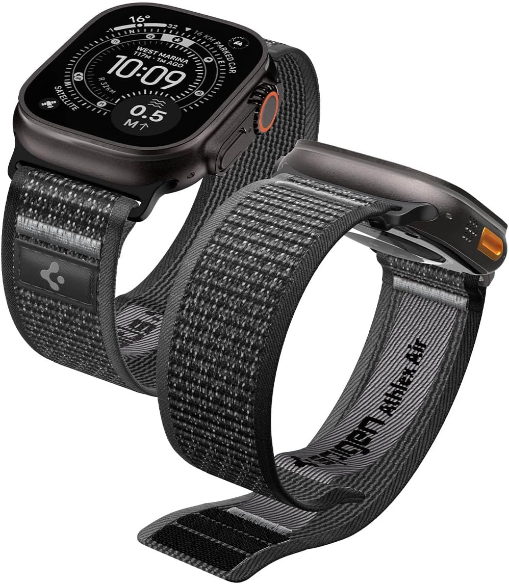 Detalle de Spigen Athlex Air 2 Bracelet en tissu pour Apple Watch Ultra 2/1 (49 mm) et autres séries compatibles