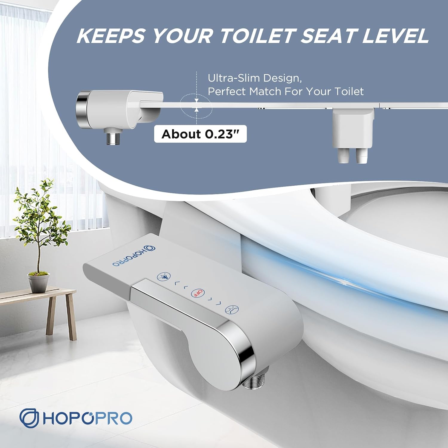 Thumbnail 5 de HOPOPRO Non-Electric Dual-Nozzle Bidet Attachment with Adjustable Pressure, Silver