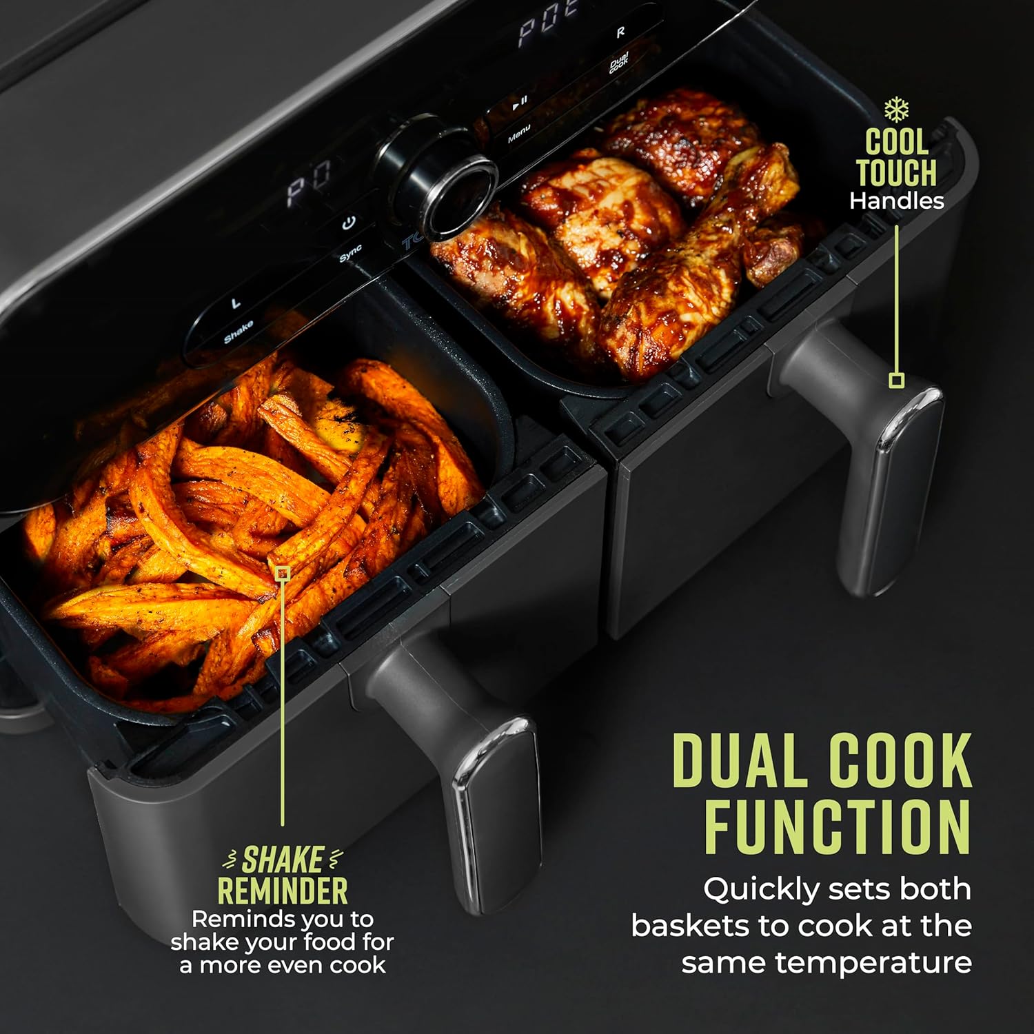 Thumbnail 3 de Tower T17138 Vortx Elite 10.4L Dual Basket Air Fryer with Sync Finish, 1700W