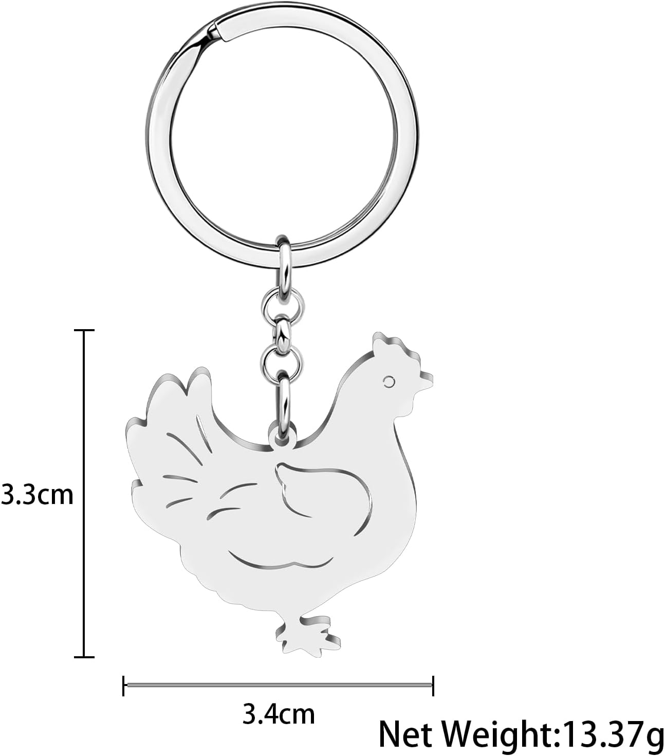 Detalle de LONYOO Lustig Huhn Schlüsselanhänger – Edelstahl Henne Charms mit 18k Gold- oder Silberfinish