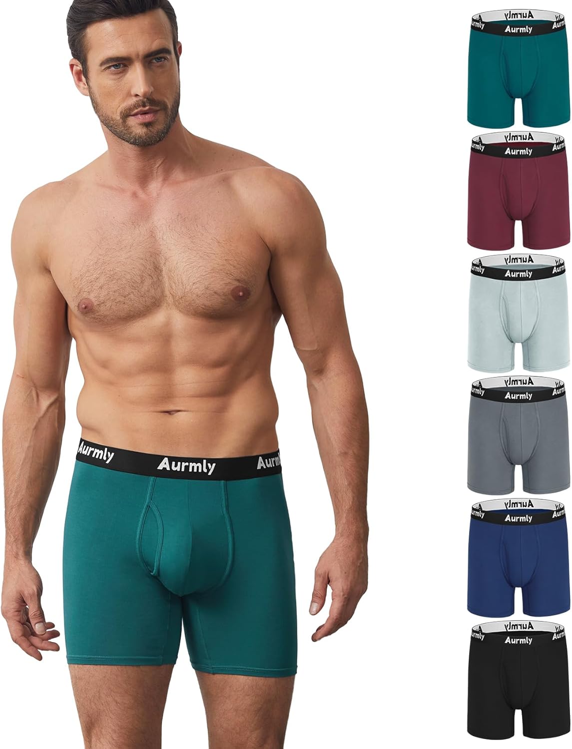 Detalle de Aurmly Bamboo Mens Boxers Shorts – Comfort and Breathability in a 6-Pack