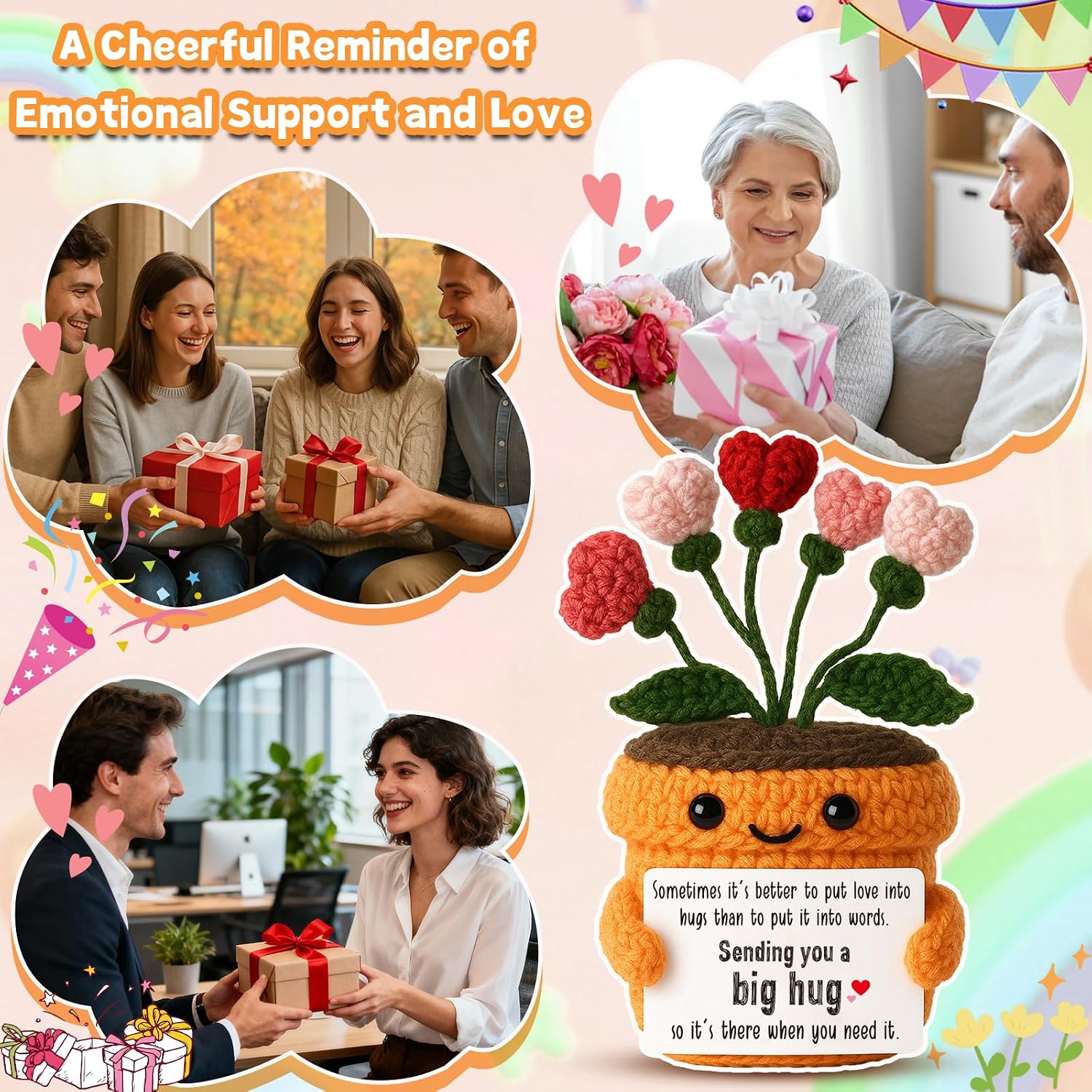 Thumbnail 4 de Crochet Flower Big Hug Keepsake for Get-Well, Sympathy, and Friendship Gifts