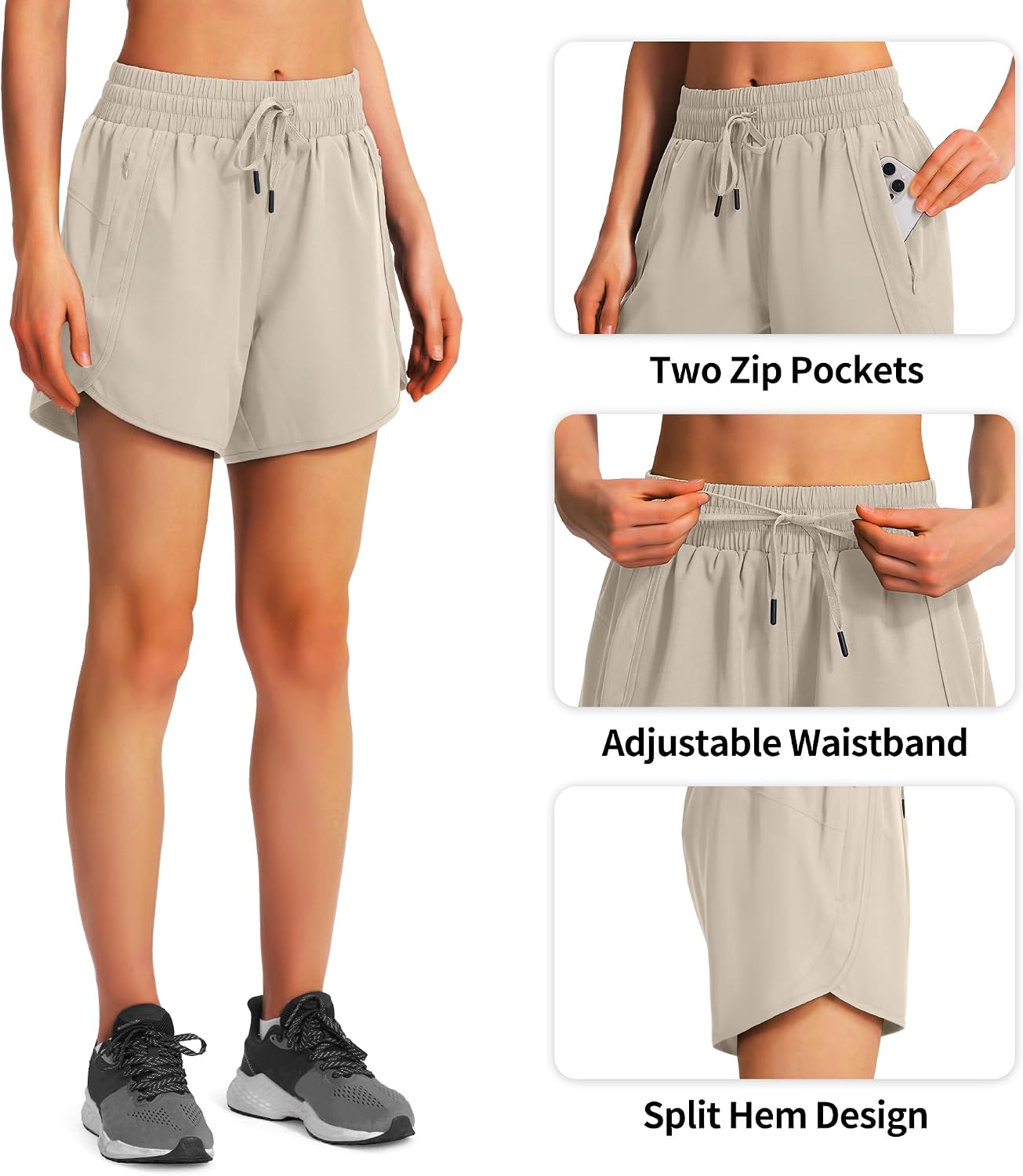 Thumbnail 5 de Ksmien Women's 5–7 Inch Running Shorts with Quick-Dry Fabric and Zip Pockets